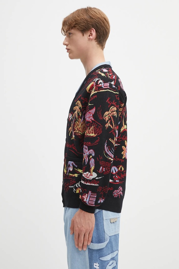 Wacko Maria cotton cardigan jacquard 25SS.WMK.KN20 black SS25