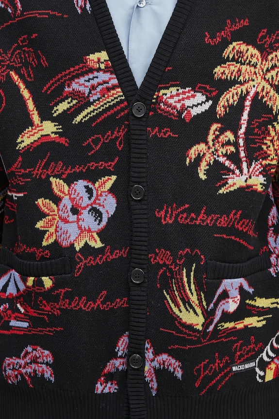 Wacko Maria cotton cardigan jacquard black 25SS.WMK.KN20