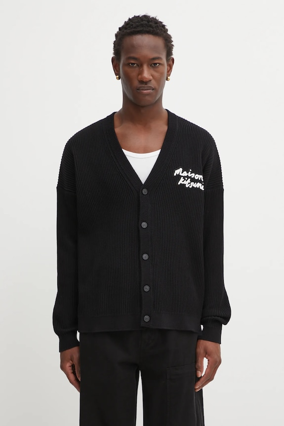 Maison Kitsuné kardigan Maison Kitsune Handwriting Comfort pozostałe czarny OM00505KT1126