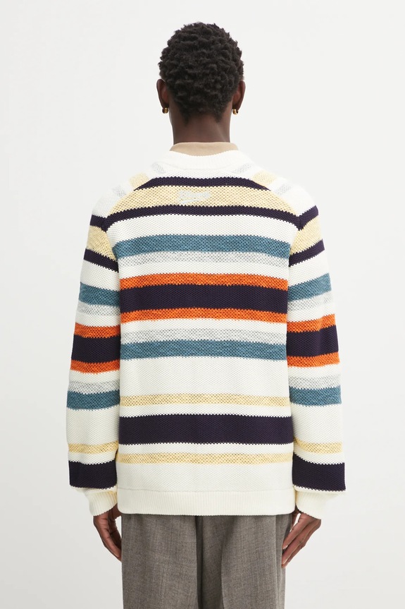 Odzież Maison Kitsuné sweter Comfort Striped OM00506KT1129 beżowy