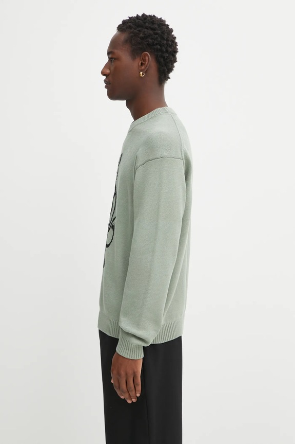 Maison Kitsuné sweter Dressed Fox Intarsia OM00802KT1030 zielony SS25