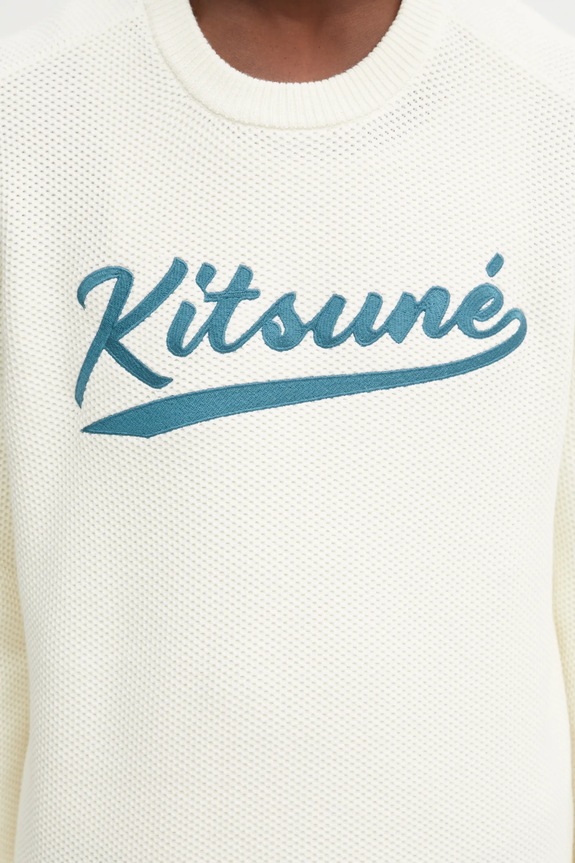 Maison Kitsuné sweter Kitsune Varsity Embroidered beżowy OM00808KT1137