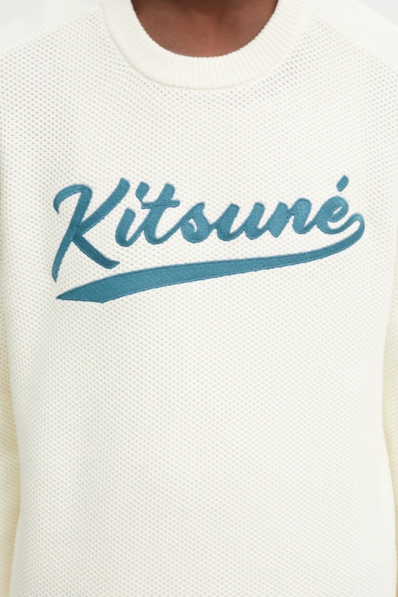 Maison Kitsuné sweter Kitsune Varsity Embroidered beżowy OM00808KT1137