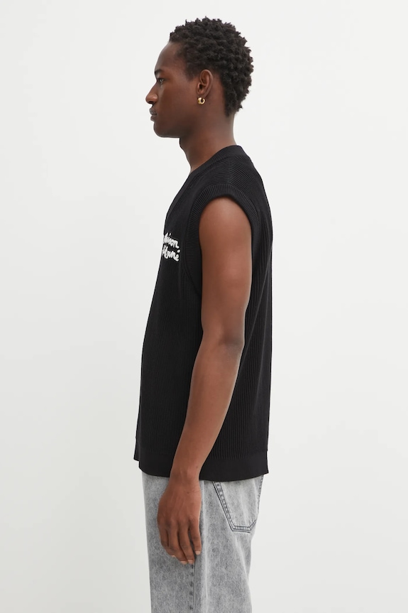 Γιλέκο Maison Kitsuné Maison Kitsune Handwriting OM00810KT1126 μαύρο SS25