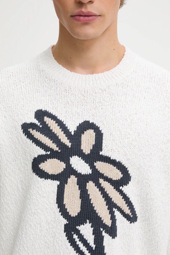 Светр Maison Kitsuné Abstract Daisy Intarsia білий OM00811KT1138