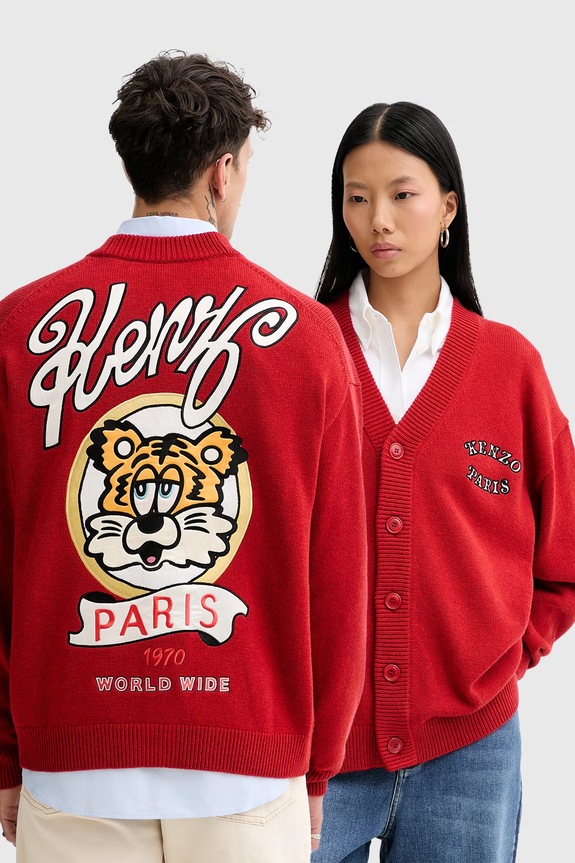 Kenzo kardigan wełniany x Verdy wełna czerwony FF58CA7133CK.16
