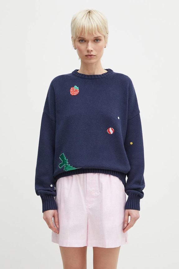 Fiorucci maglione in misto lana Multipatch Dinosaur M02SPKSW255KN01BL05 blu navy SS25