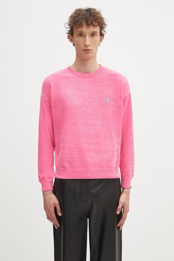 A Bathing Ape sweter BAPE chenille gładkie różowy 1K80220003