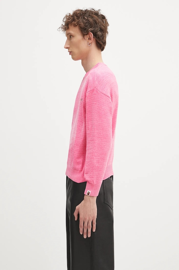 Odzież A Bathing Ape sweter BAPE chenille 1K80220003 różowy