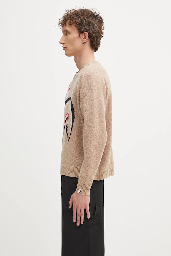 Odzież A Bathing Ape sweter wełniany Shark 1K80220004 beżowy