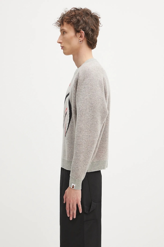 Odzież A Bathing Ape sweter wełniany Shark 1K80220004 szary