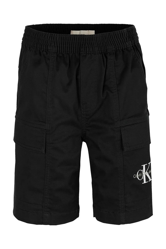 Detské krátke nohavice Calvin Klein Jeans bavlna čierna IB0IB02429.PPYA