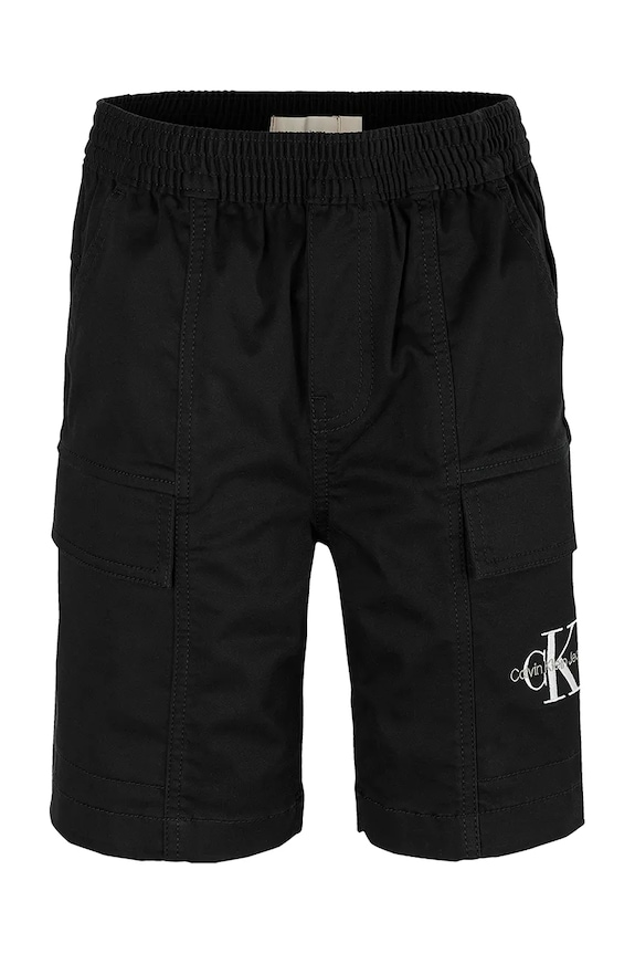 Detské krátke nohavice Calvin Klein Jeans bavlna čierna IB0IB02429.PPYA