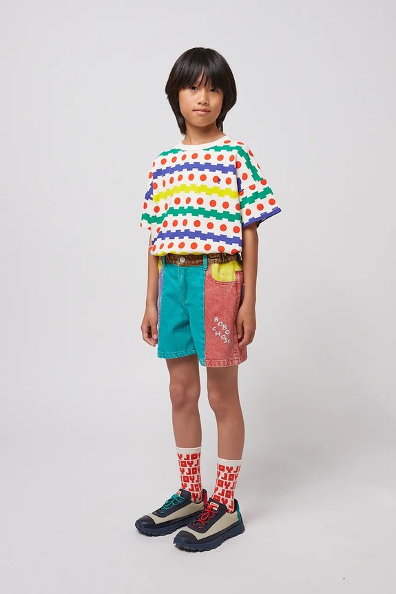 Παιδικό σορτς τζιν Bobo Choses βαμβάκι τιρκουάζ 125AC065