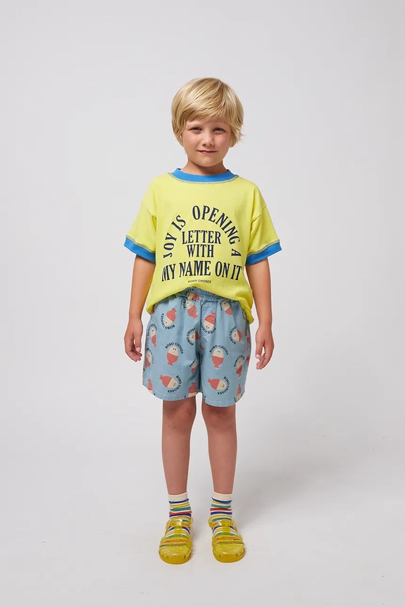 Παιδικό βαμβακερό σορτς Bobo Choses Morning Egg 125AC063 μπλε