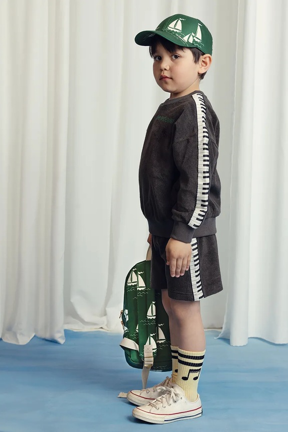 Παιδικό βαμβακερό σορτς Mini Rodini Piano terry βαμβάκι μαύρο 2523014899