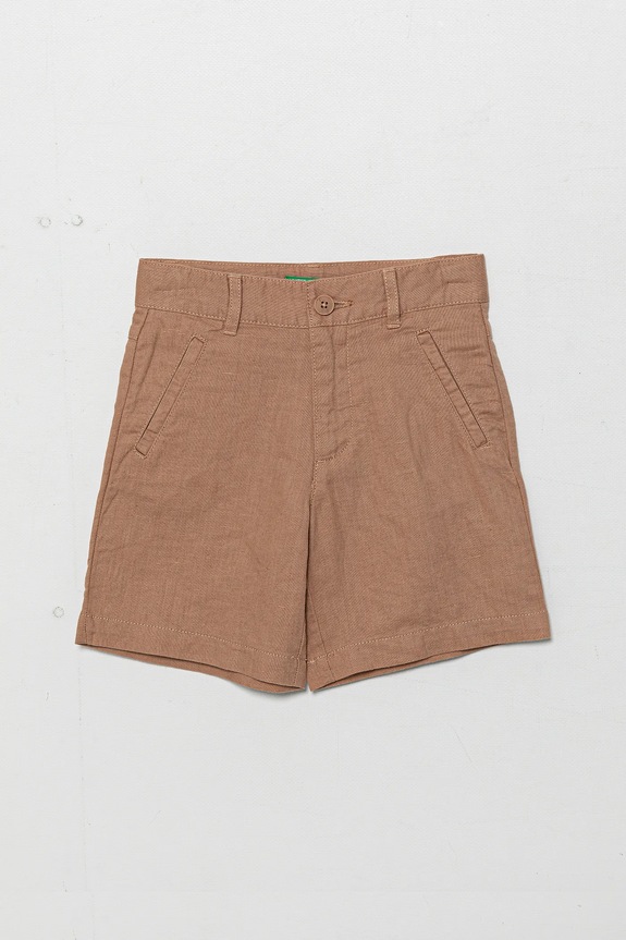 Παιδικό λινό σορτς United Colors of Benetton casual καφέ 43WBG901G.P.Seasonal