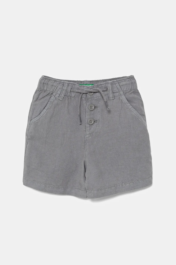 Detské šortky s ľanovou prímesou United Colors of Benetton s prímesou ľanu sivá 41DAG902X.P.Seasonal