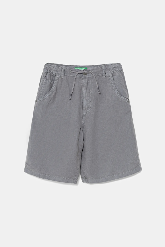 United Colors of Benetton pantaloni scurți din amestec de in pentru copii casual gri 41DAC9043.G.Seasonal
