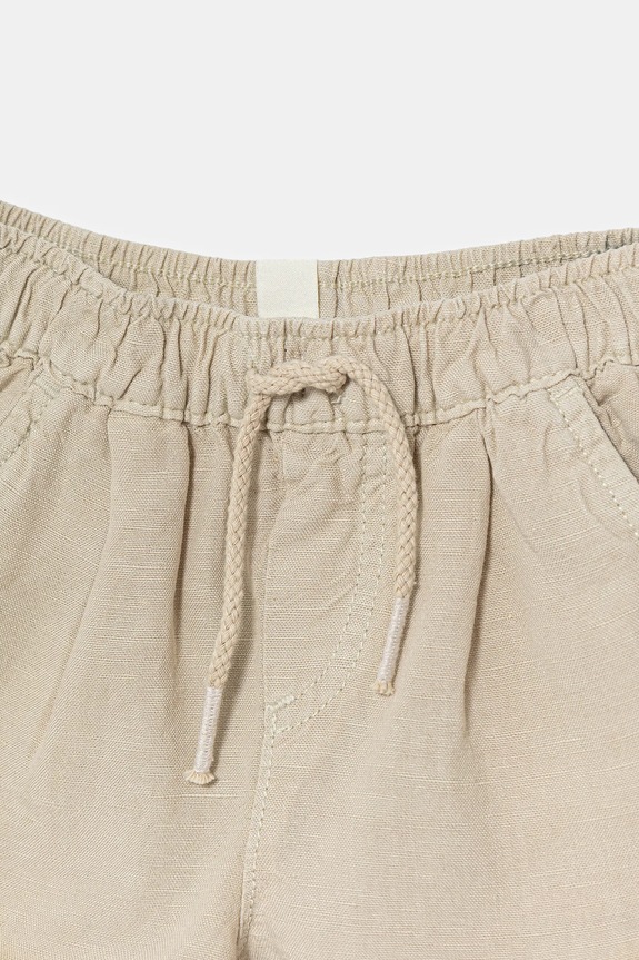 Băieți United Colors of Benetton pantaloni scurți din amestec de in pentru bebeluși 41DAA9012.W.Seasonal bej