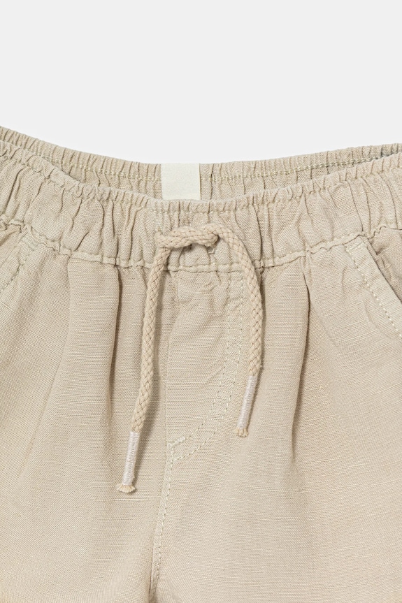 Băieți United Colors of Benetton pantaloni scurți din amestec de in pentru bebeluși 41DAA9012.W.Seasonal bej