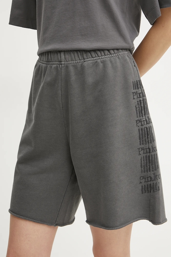 Pinko pantaloni scurti din bumbac bumbac gri 104619.A2CV