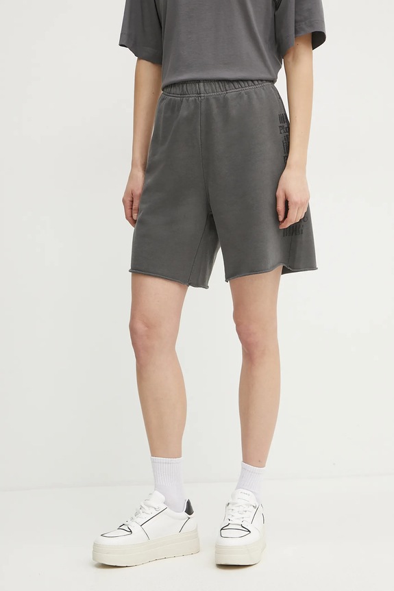 Pinko pantaloni scurti din bumbac gri 104619.A2CV
