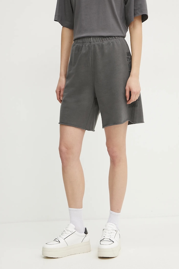 Pinko pantaloni scurti din bumbac gri 104619.A2CV