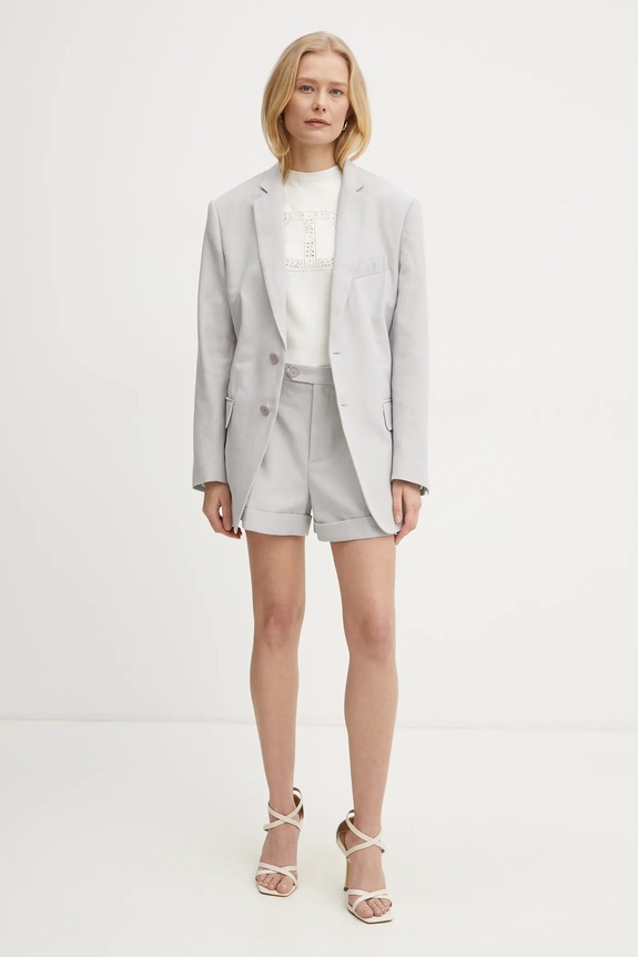 Šortky s příměsí lnu Twinset 251TP2764 šedá SS25