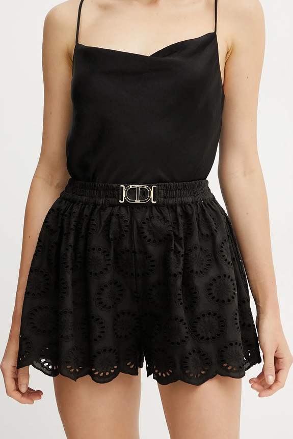 Twinset pamut rövidnadrág szövet fekete 251TT2363