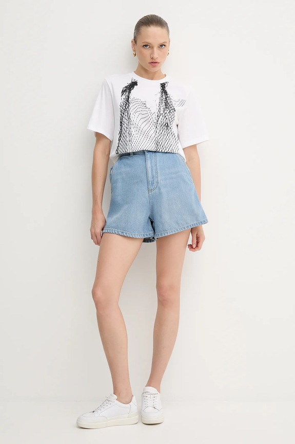 Emporio Armani pantaloni scurți jeans EW001498.AF12675 albastru SS25
