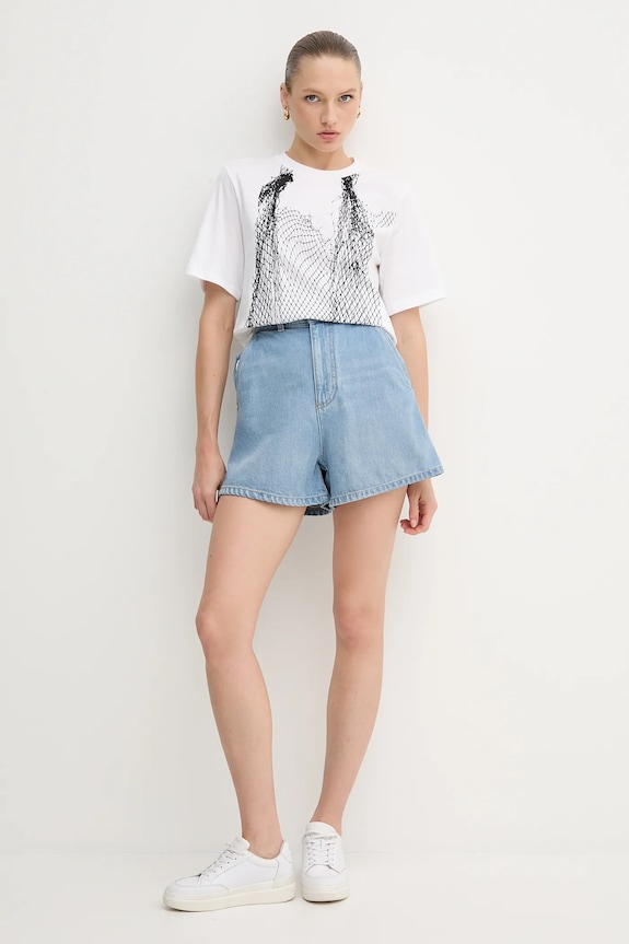 Emporio Armani pantaloni scurți jeans EW001498.AF12675 albastru SS25