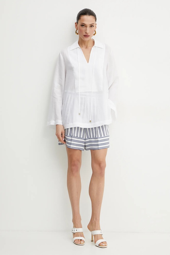 Marella pantaloni scurți din amestec de in ACUME 2513141034 alb SS25