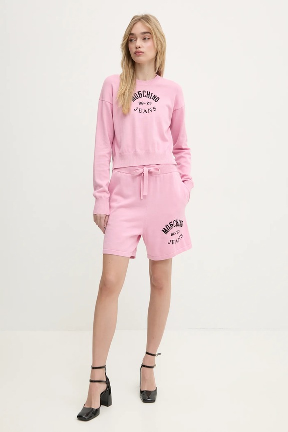 Moschino Jeans szorty bawełniane 0380.3201 różowy SS25