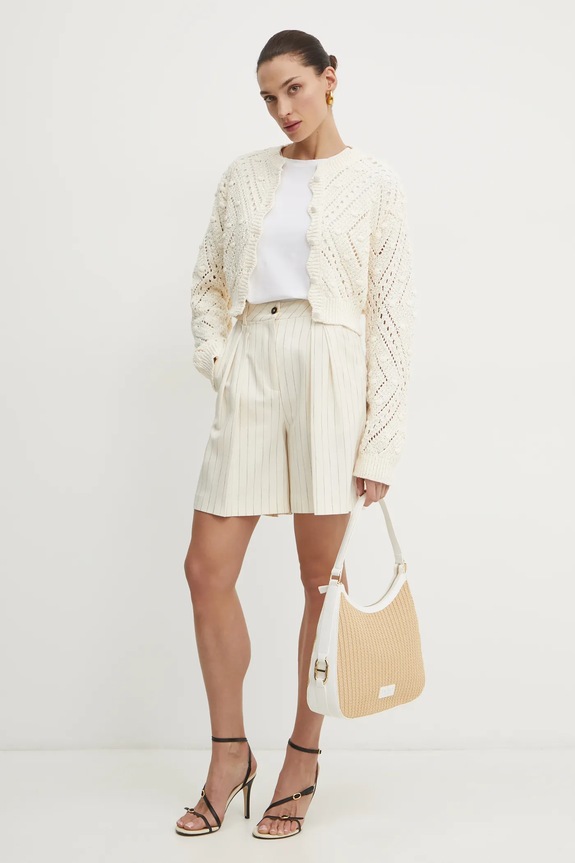 Simona Corsellini pantaloni scurți P25CPSH001 bej SS25