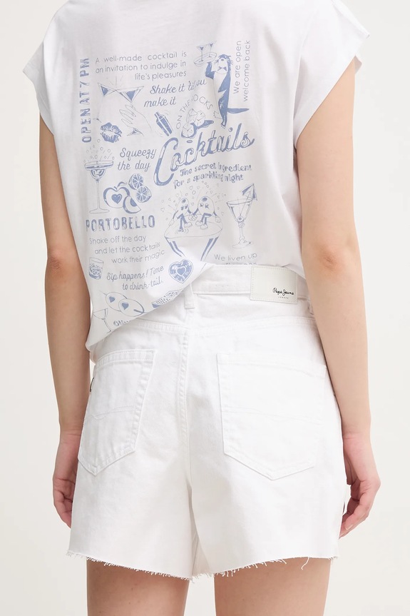 Oblečenie Rifľové krátke nohavice Pepe Jeans A-LINE SHORT UHW RACHEL PL801112TC0 biela