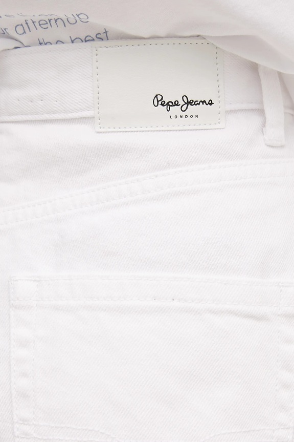 Rifľové krátke nohavice Pepe Jeans A-LINE SHORT UHW RACHEL biela PL801112TC0