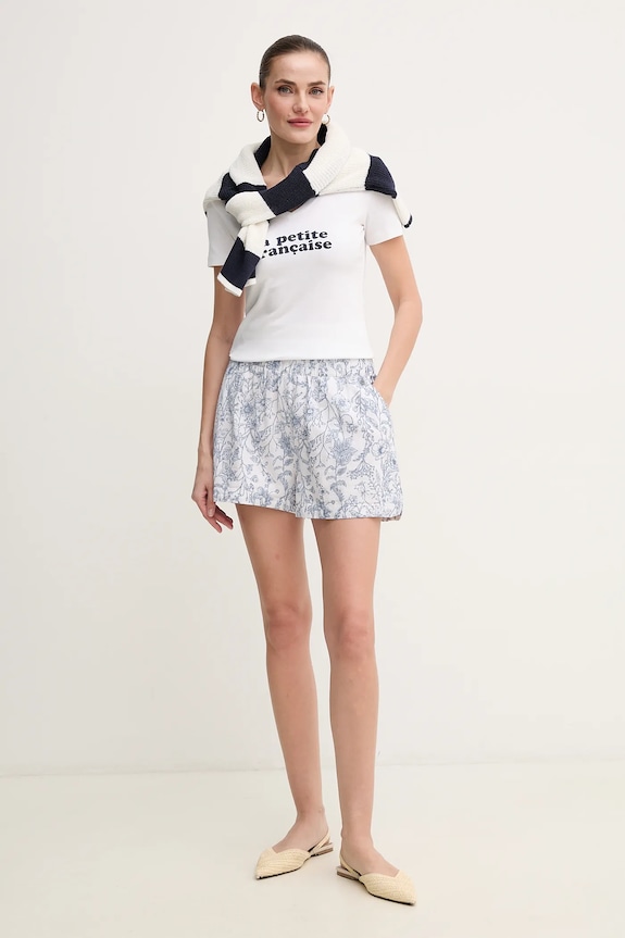 Ľanové šortky Pepe Jeans DARCY PL801157 biela SS25