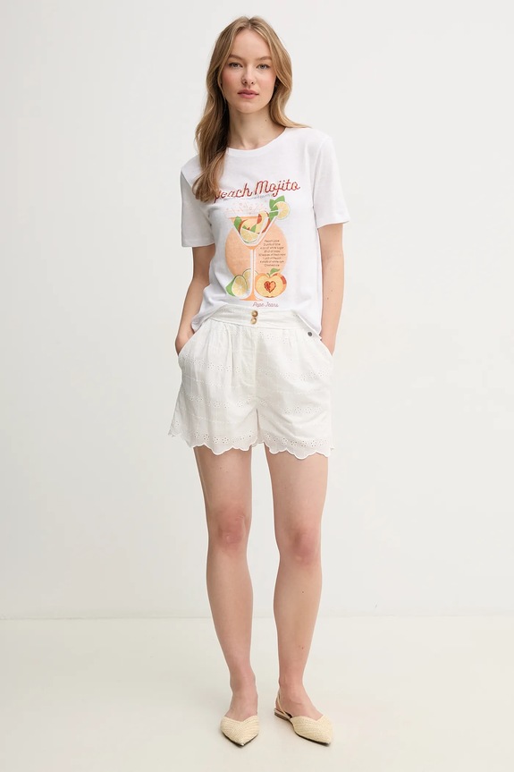 Bavlnené šortky Pepe Jeans DOUCE PL801158 biela SS25