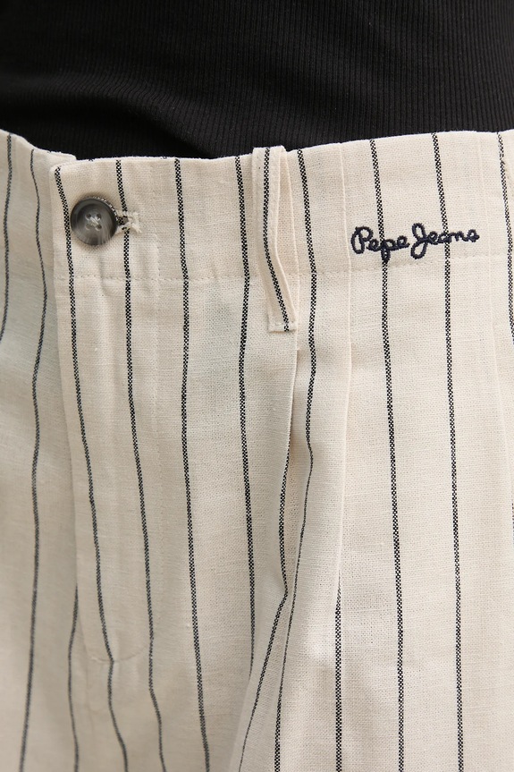 Σορτς από λινό Pepe Jeans HENAR μπεζ PL801163