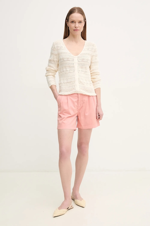 Pepe Jeans pantaloni scurți MID WAIST REGULAR CHINO SHORT VANIA PL801168 roz SS25