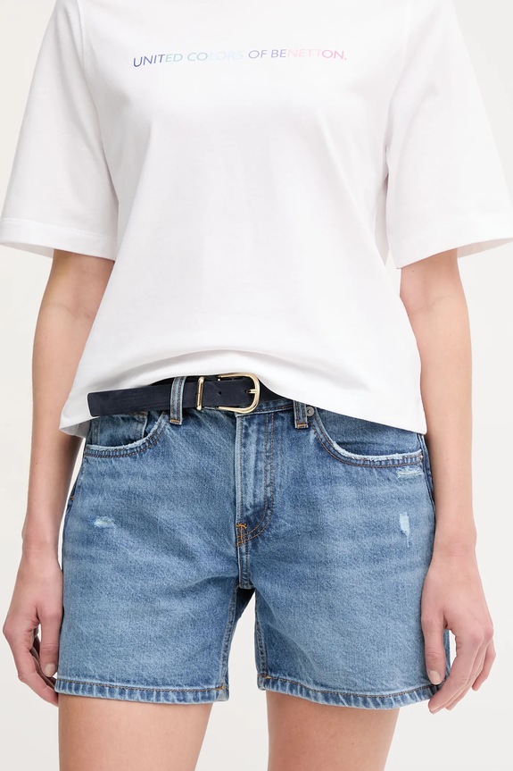 Pepe Jeans pamut farmer rövidnadrág REGULAR SHORT HW MABLE szövet kék PL801188IC6