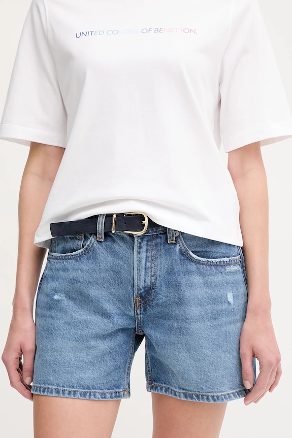 Pepe Jeans pamut farmer rövidnadrág REGULAR SHORT HW MABLE szövet kék PL801188IC6