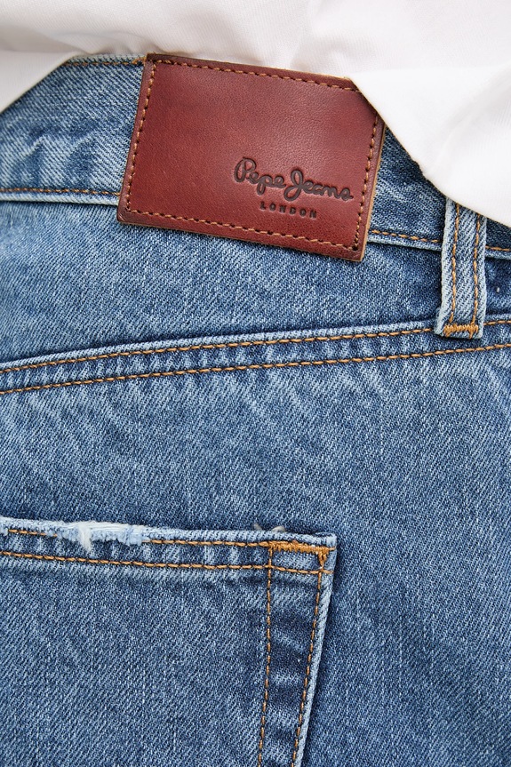 Pepe Jeans pamut farmer rövidnadrág REGULAR SHORT HW MABLE PL801188IC6 kék