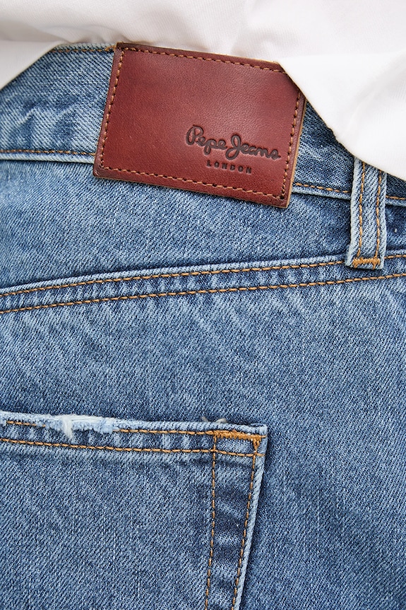 Pepe Jeans pamut farmer rövidnadrág REGULAR SHORT HW MABLE PL801188IC6 kék