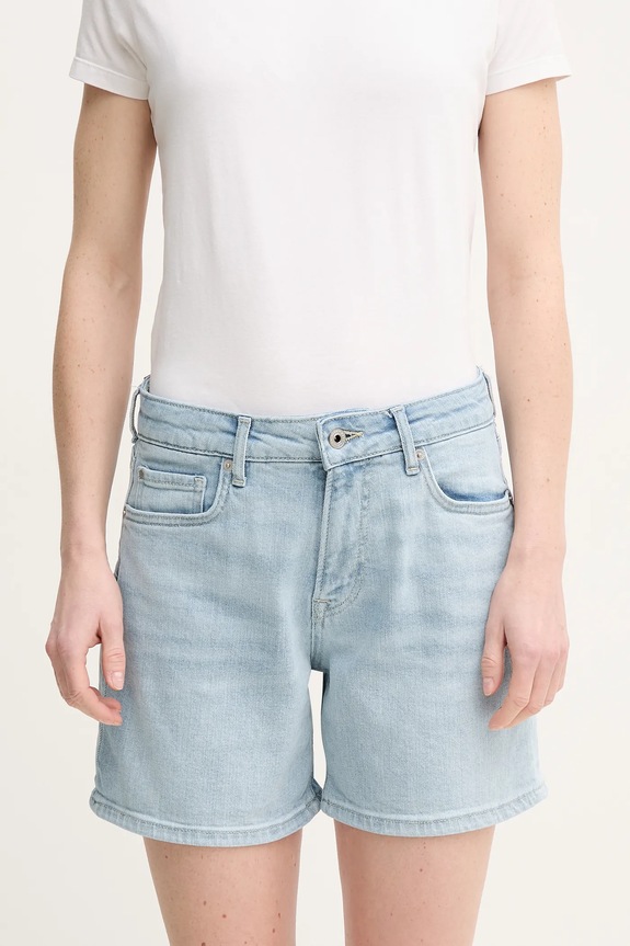 Rifľové krátke nohavice Pepe Jeans FITTED SHORT HW MARY rifľovina modrá PL801191PG7