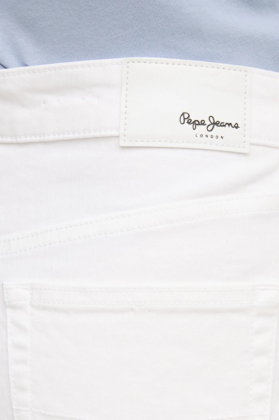 Pepe Jeans pantaloni scurti jeans FITTED SHORT HW MARY alb PL801191TA8