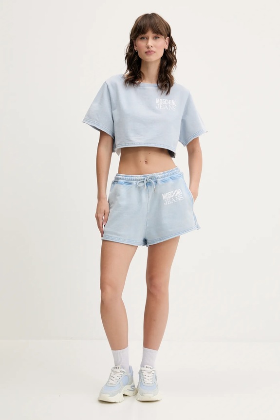 Bavlněné šortky Moschino Jeans 0334.3730 modrá SS25