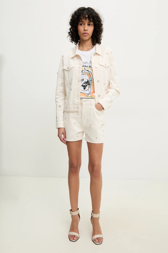 Rifľové krátke nohavice Moschino Jeans 0347.3718 béžová SS25