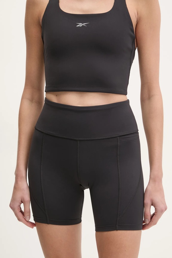 Reebok szorty treningowe LUX Collection z elastanem czarny 100214845